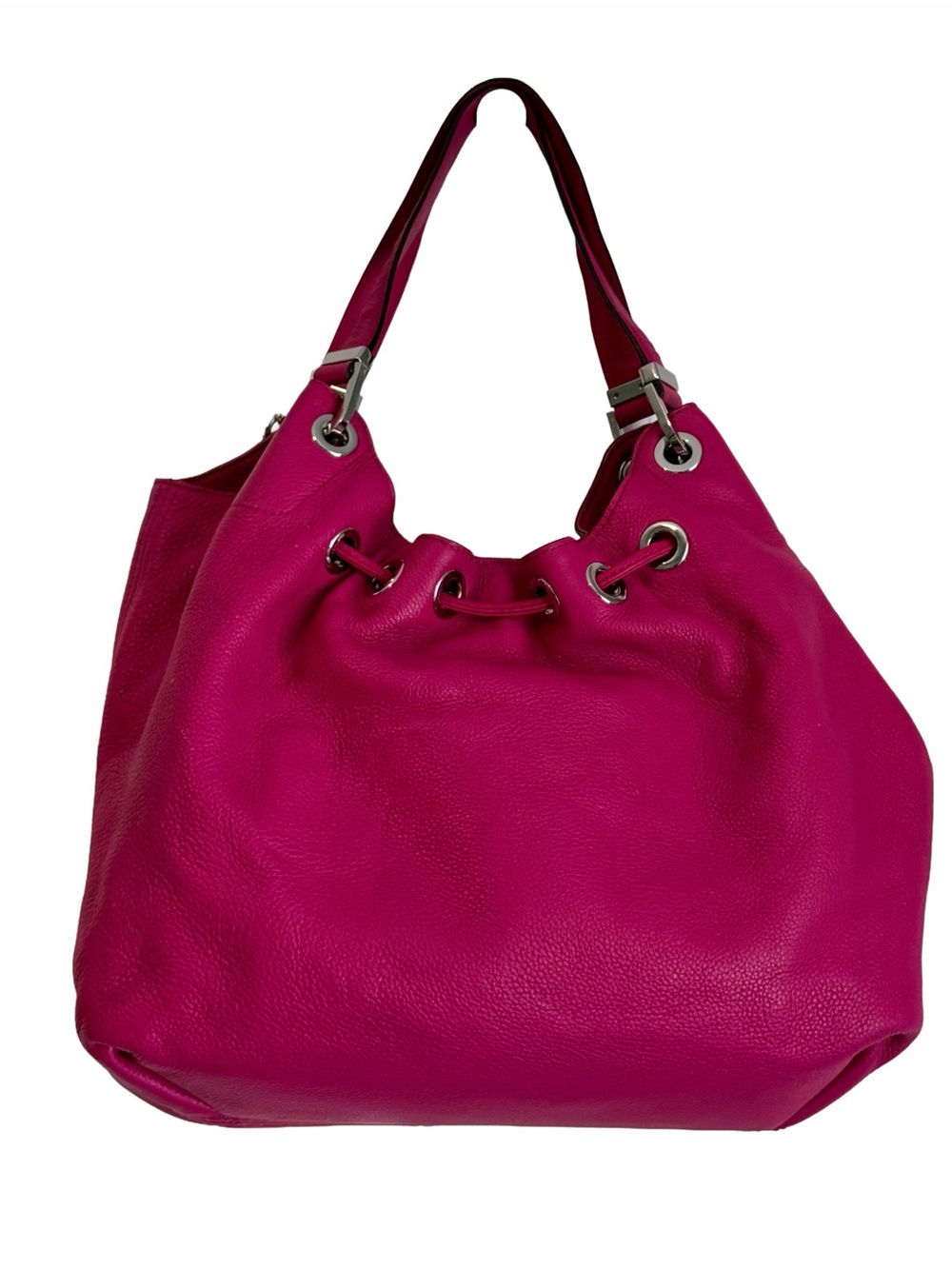 Michael Kors Pink Camden Leather Drawstring Shoulder Tote Bag with MK Charm - Picture 4 of 10